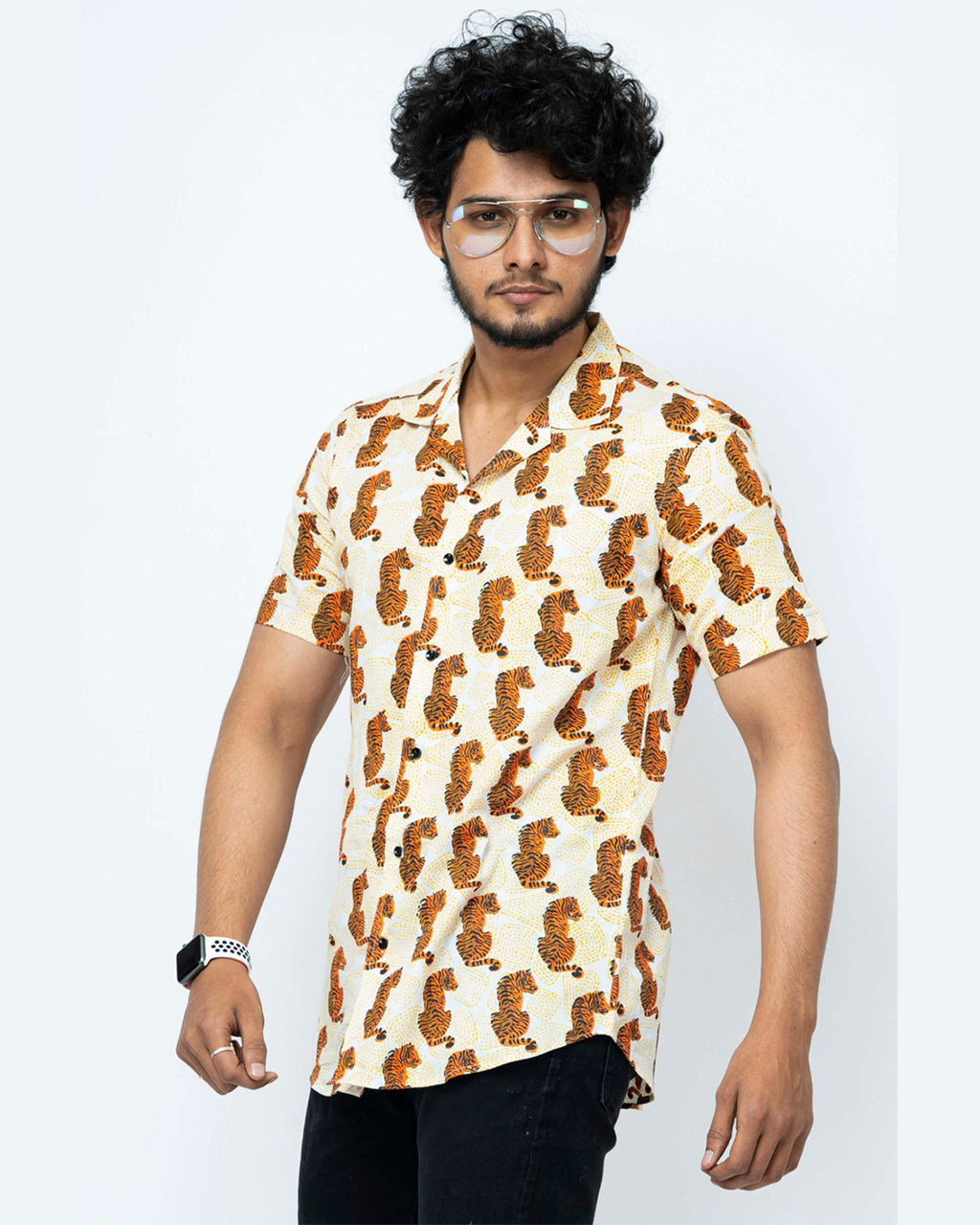 Sher Hand Block Print Mens  Half Shirt