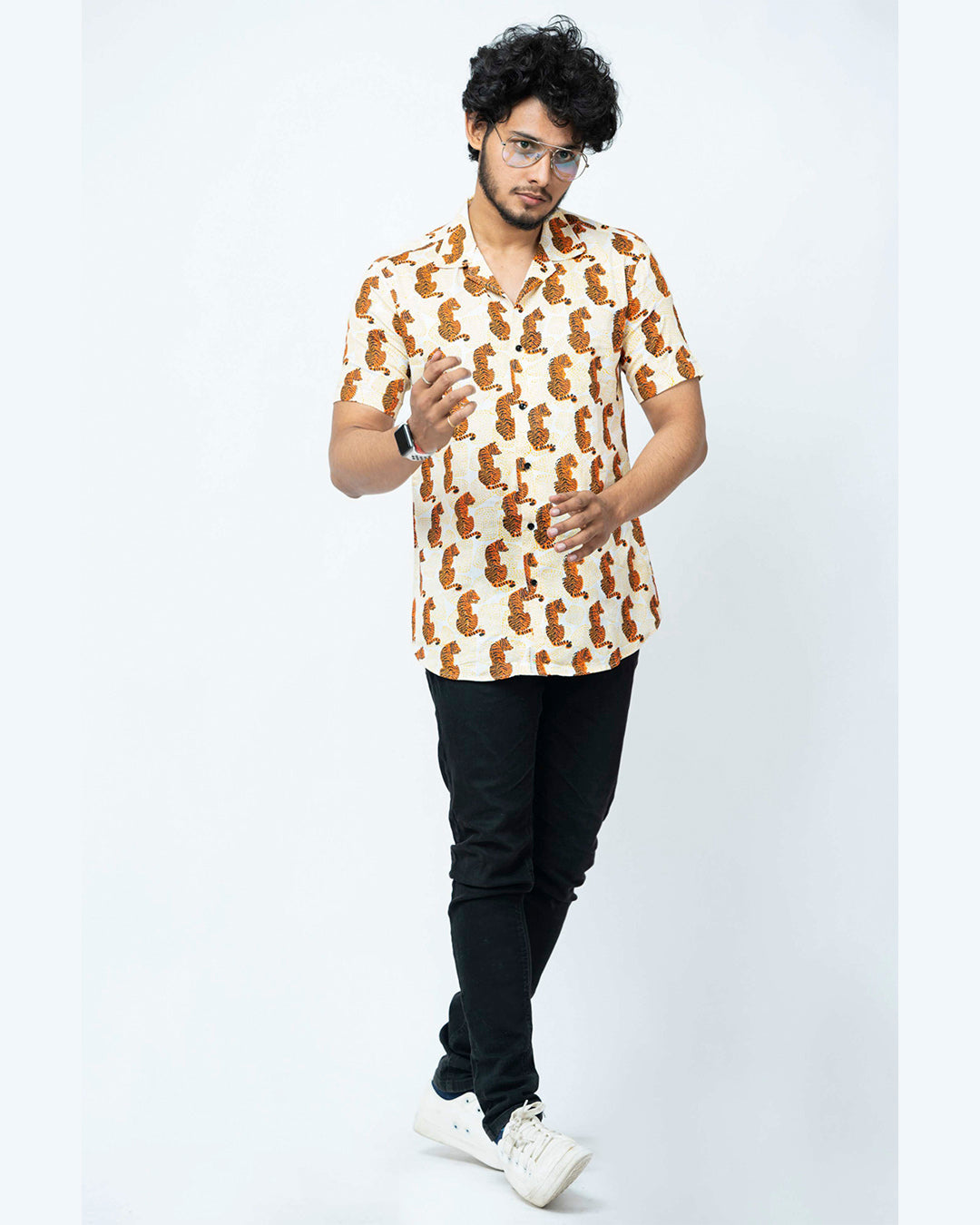 Sher Hand Block Print Mens  Half Shirt