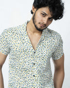 Blue Green Dot Print Mens Casual Shirt