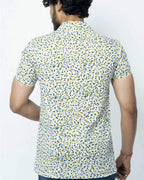 Blue Green Dot Print Mens Casual Shirt