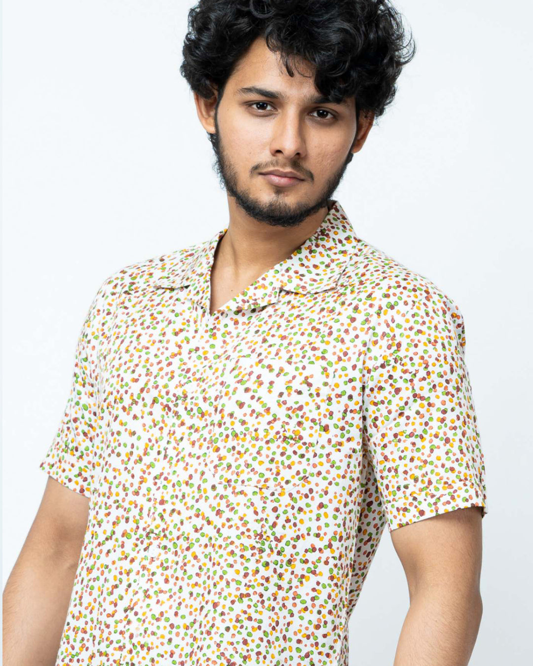 Multi Collor Dot  Print Mens Casual Shirt