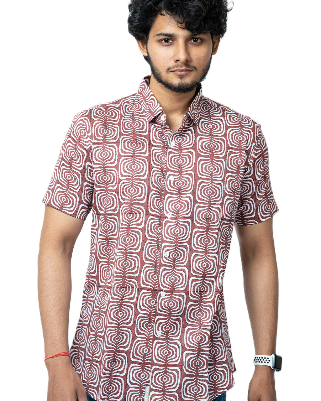 Rust Print Smart Casual Cotton Shirt
