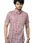 Rust Print Smart Casual Cotton Shirt