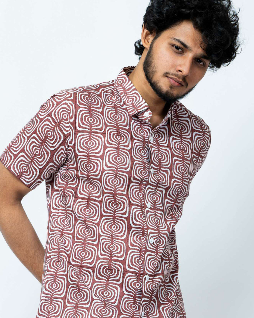 Rust Print Smart Casual Cotton Shirt