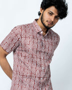 Rust Print Smart Casual Cotton Shirt