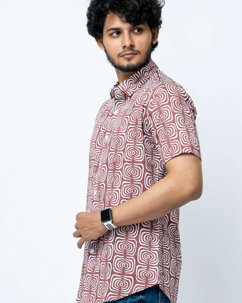 Rust Print Smart Casual Cotton Shirt