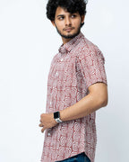 Rust Print Smart Casual Cotton Shirt
