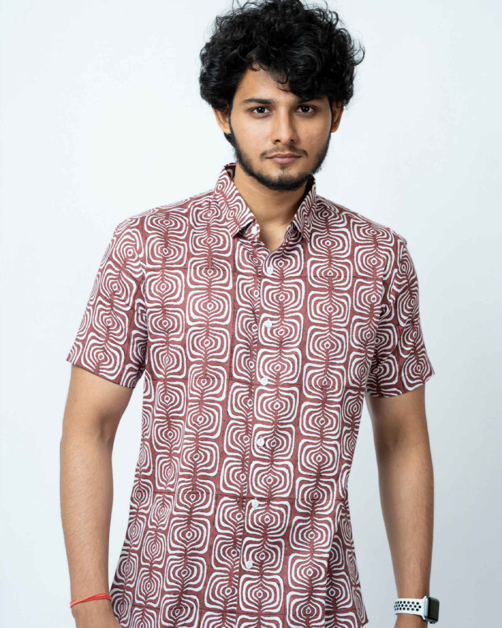 Rust Print Smart Casual Cotton Shirt