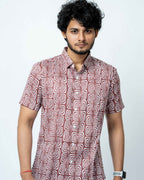Rust Print Smart Casual Cotton Shirt