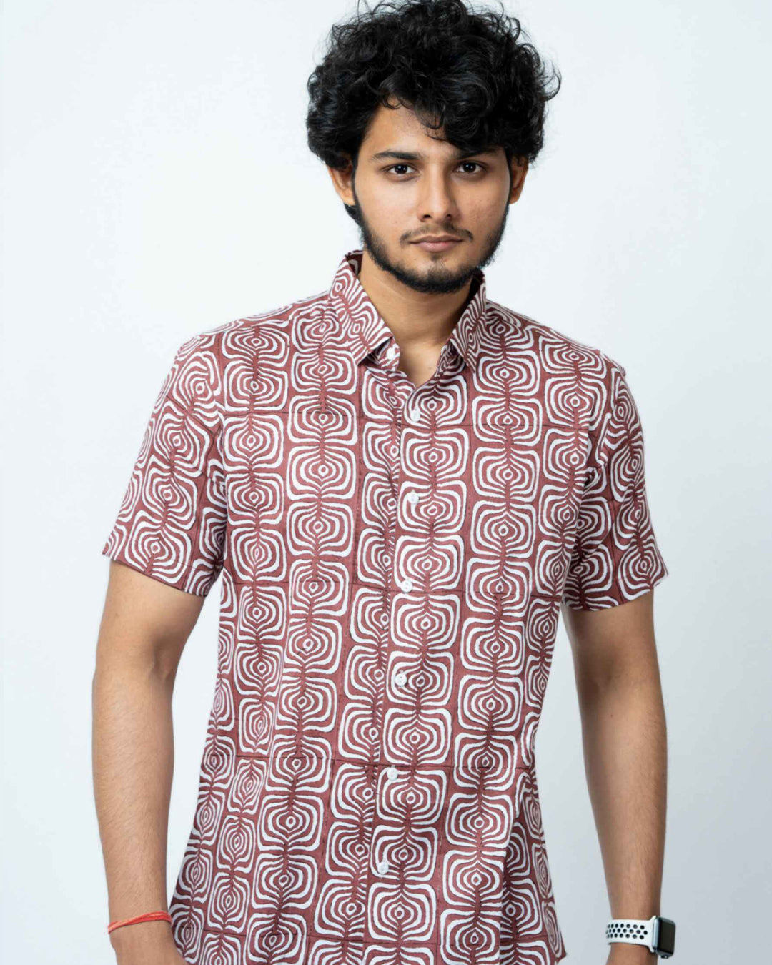 Rust Print Smart Casual Cotton Shirt