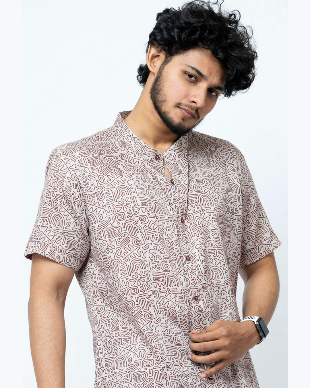 Maroon Doodle Print Shirt