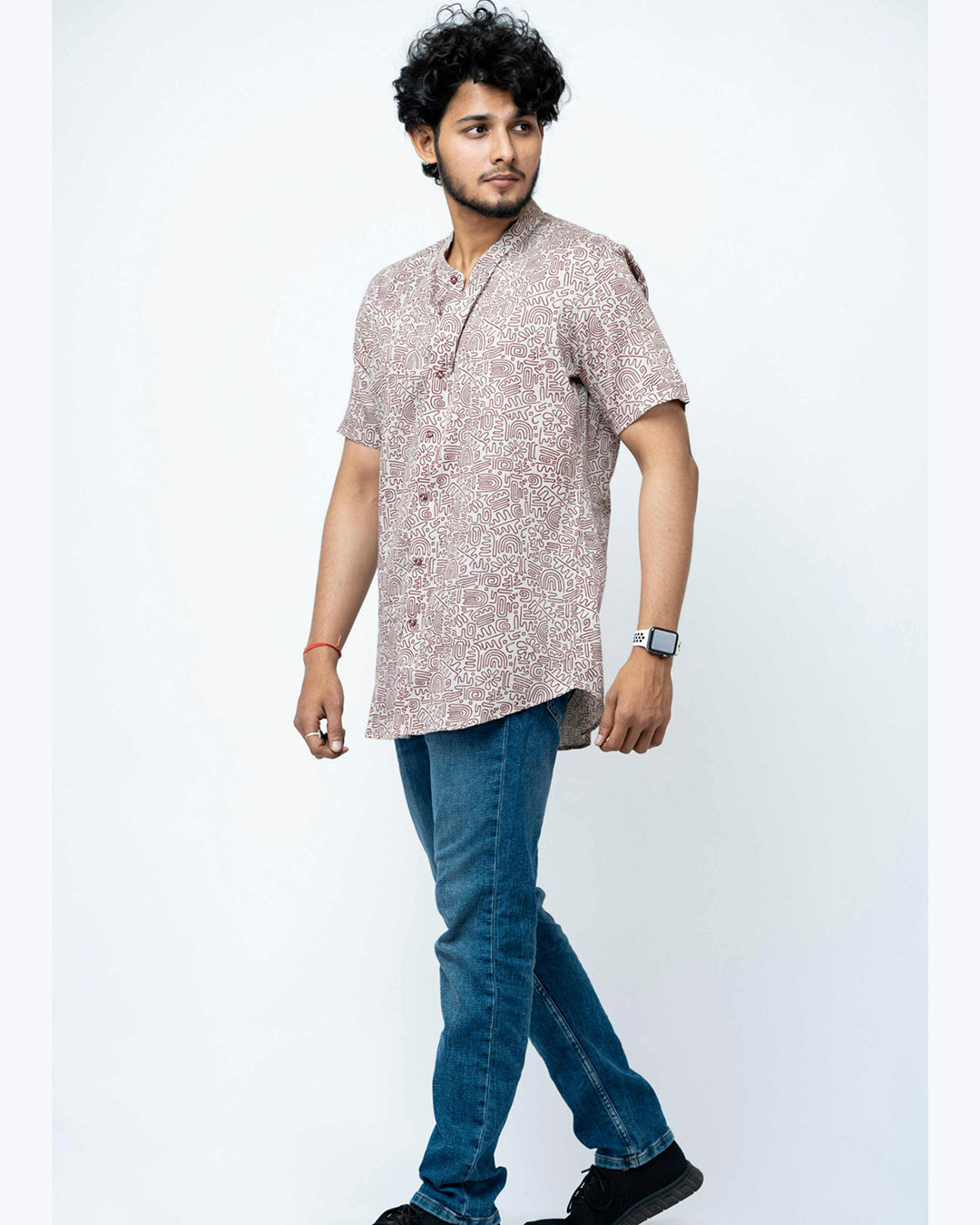 Maroon Doodle Print Shirt