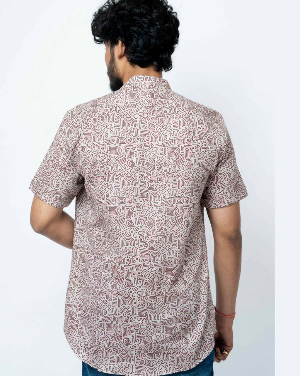 Maroon Doodle Print Shirt