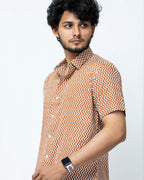 Rust Color Zigzag Print Mens Casual Shirt