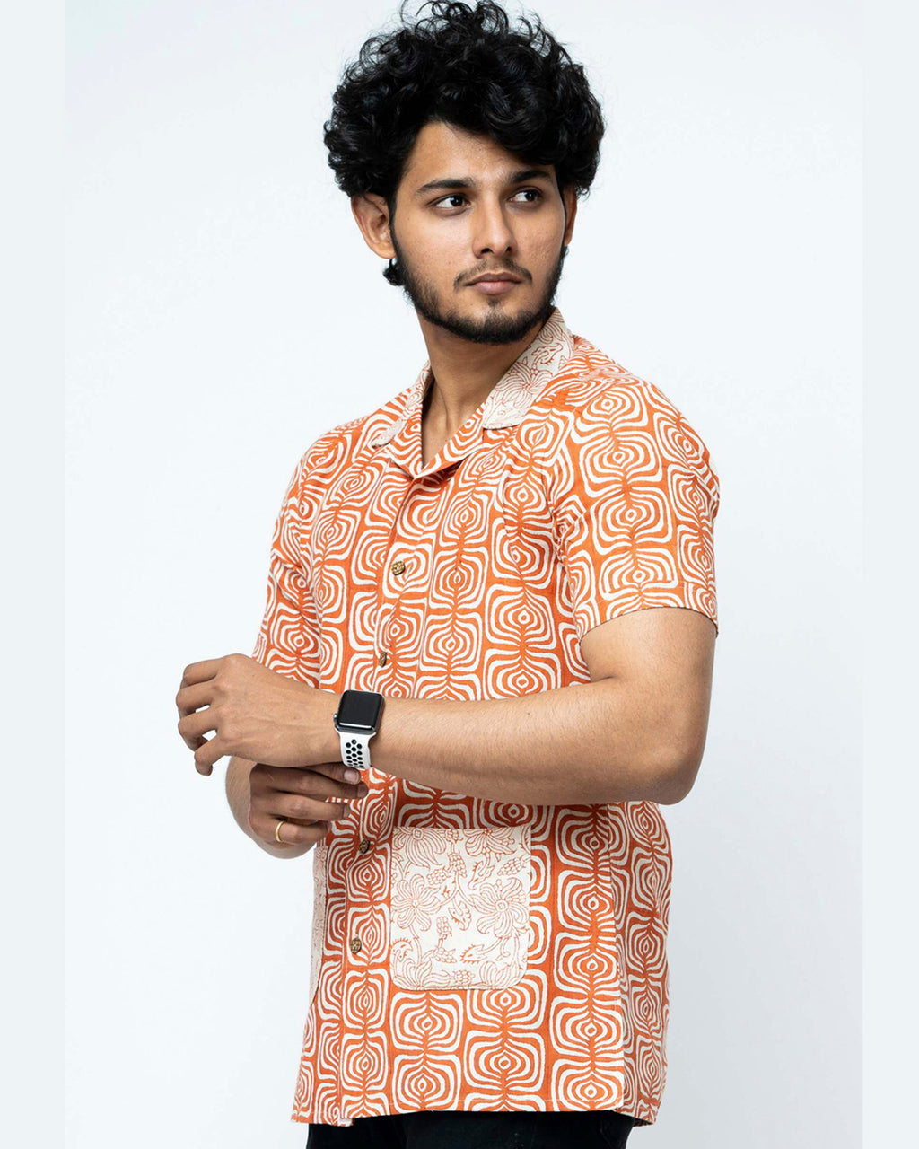 Coral Colour Smart Casual Cotton  Shirt