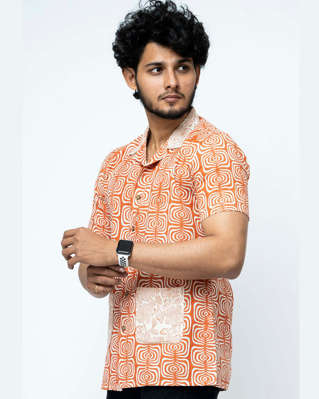 Coral Colour Smart Casual Cotton  Shirt