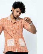Coral Colour Smart Casual Cotton  Shirt