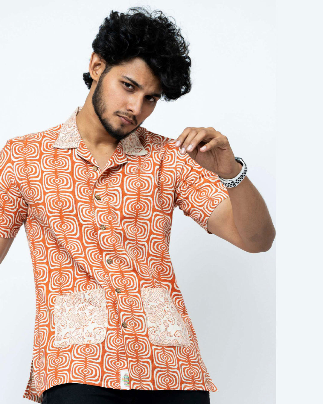 Coral Colour Smart Casual Cotton  Shirt