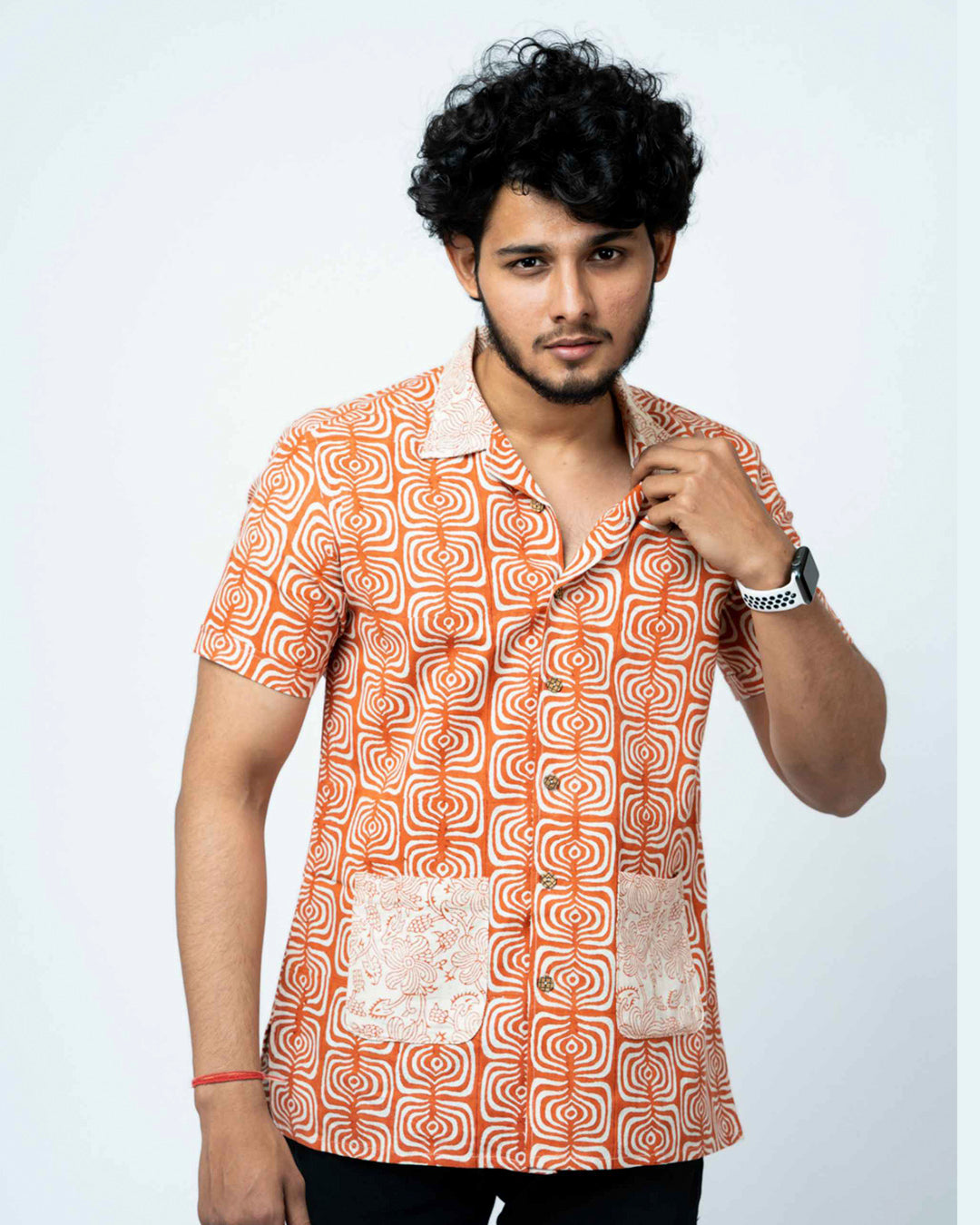 Coral Colour Smart Casual Cotton  Shirt