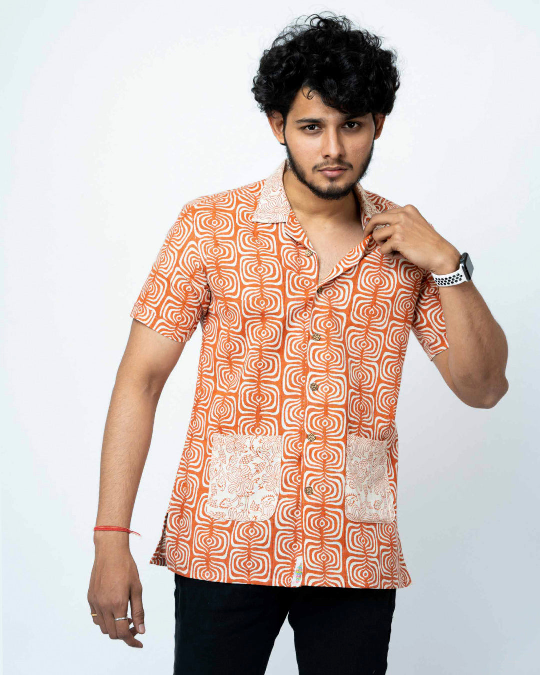 Coral Colour Smart Casual Cotton  Shirt