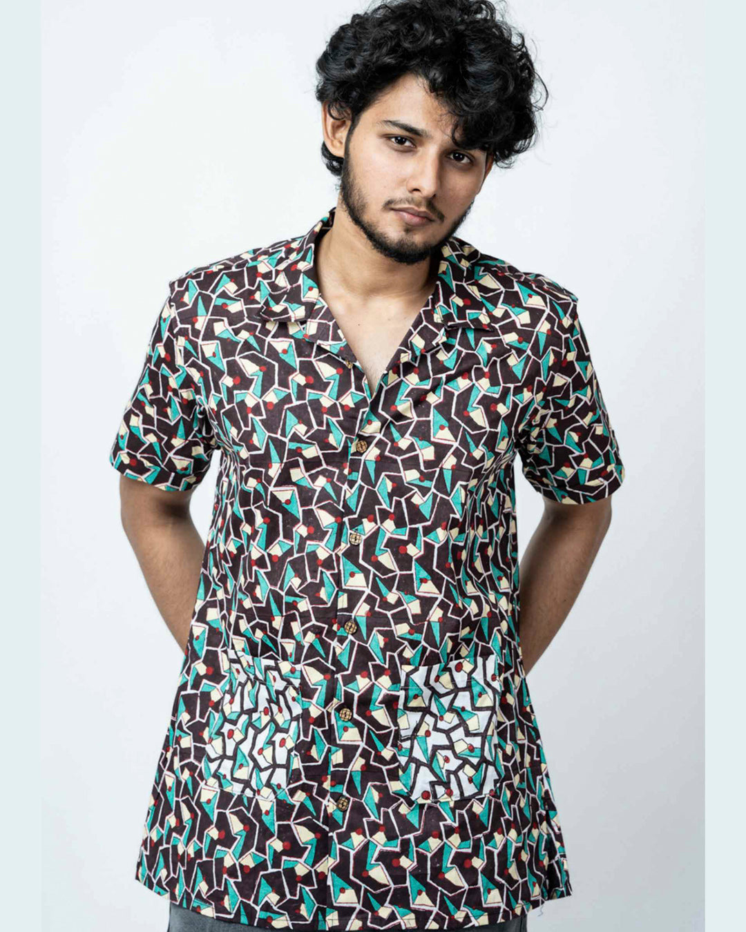 Hand Block Print Multi Colour Box Fit Shirt
