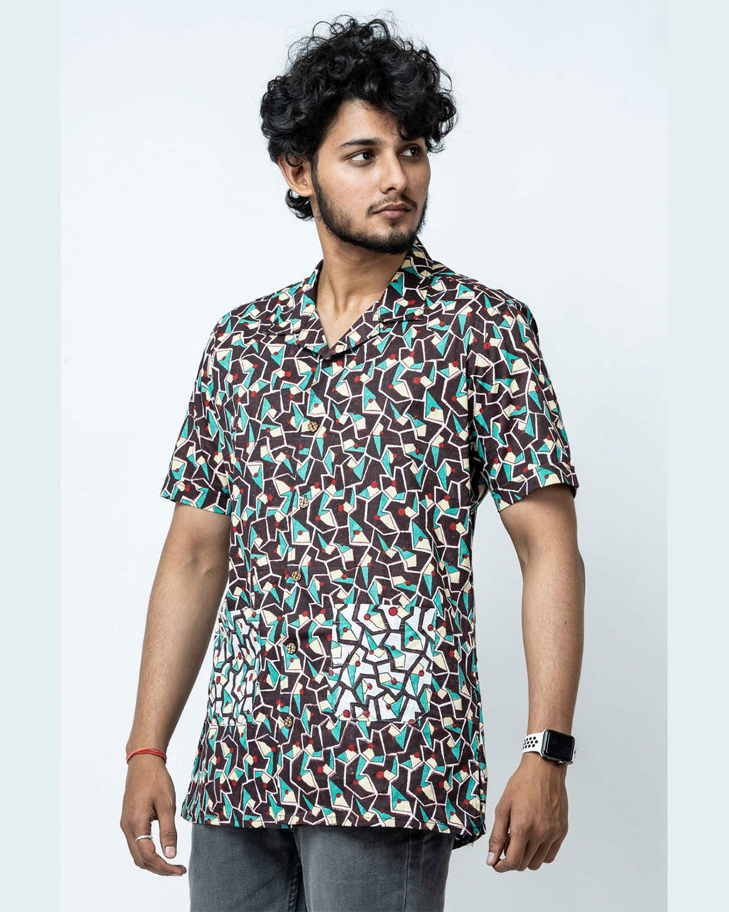 Hand Block Print Multi Colour Box Fit Shirt
