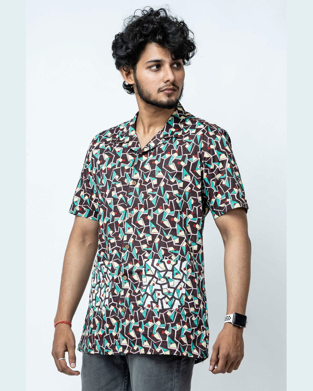 Hand Block Print Multi Colour Box Fit Shirt
