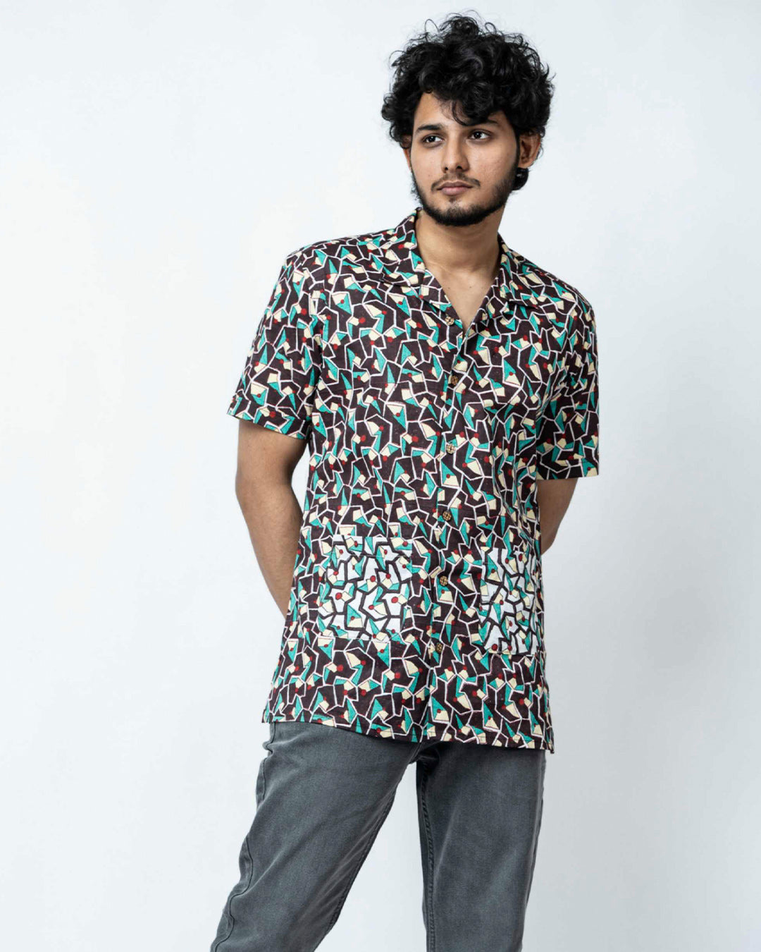 Hand Block Print Multi Colour Box Fit Shirt