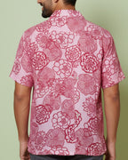 Pink Floral Print Half Sleeve Shirt