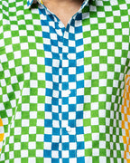 Multi Colour Block Print Mens Checks Shirt