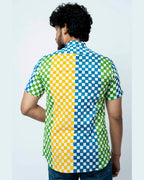 Multi Colour Block Print Mens Checks Shirt