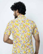 Animal Theme Block Print Casual Mens Shirt