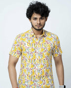 Animal Theme Block Print Casual Mens Shirt
