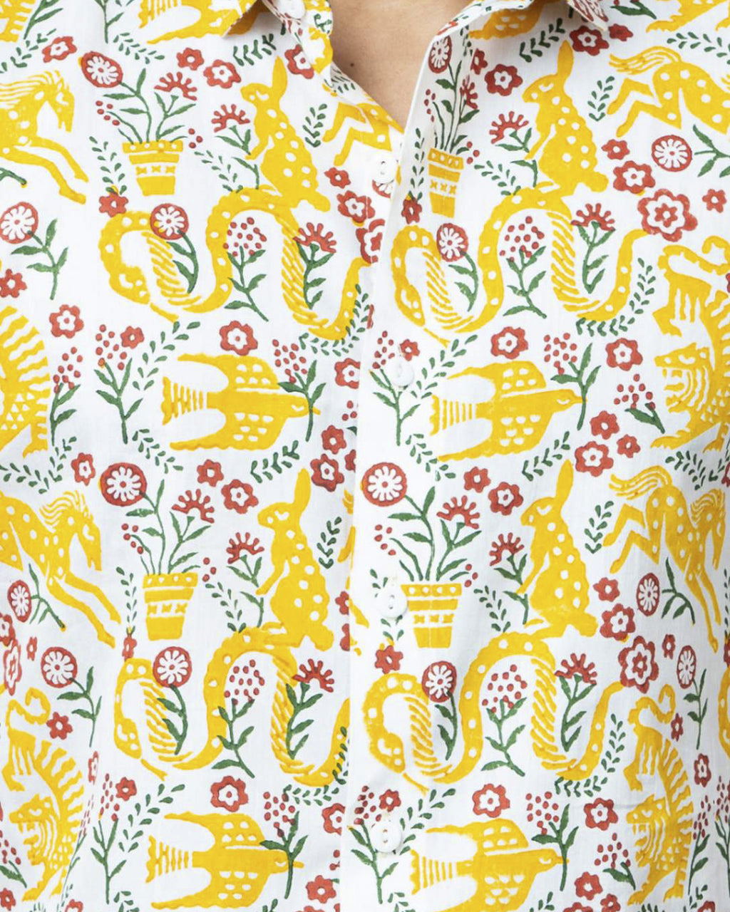 Animal Theme Block Print Casual Mens Shirt