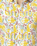 Animal Theme Block Print Casual Mens Shirt