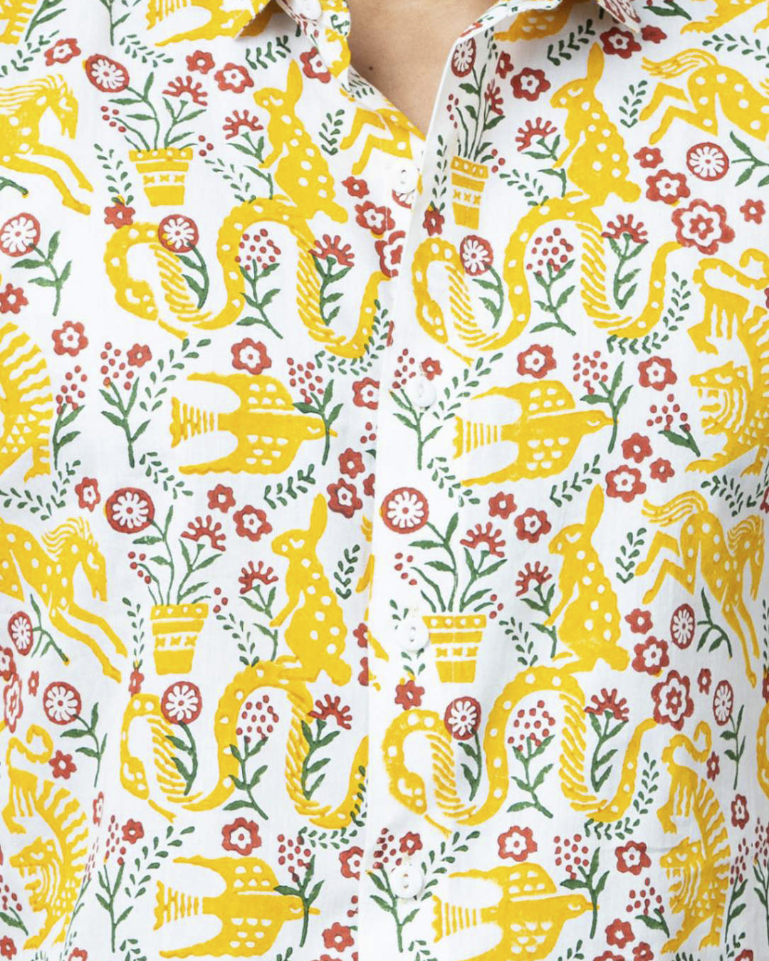 Animal Theme Block Print Casual Mens Shirt