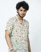 Bird Block Print Box Fit Casual Shirt