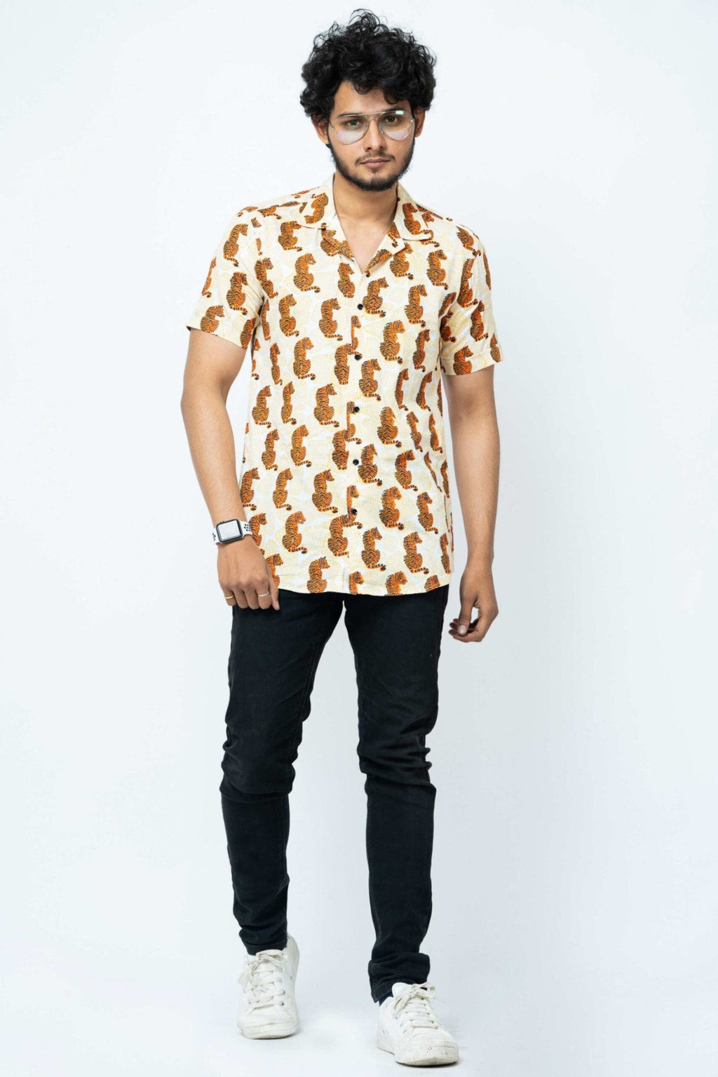 Sher Hand Block Print Mens  Half Shirt