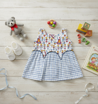 Sleeveless Cotton Frock - White & Blue
