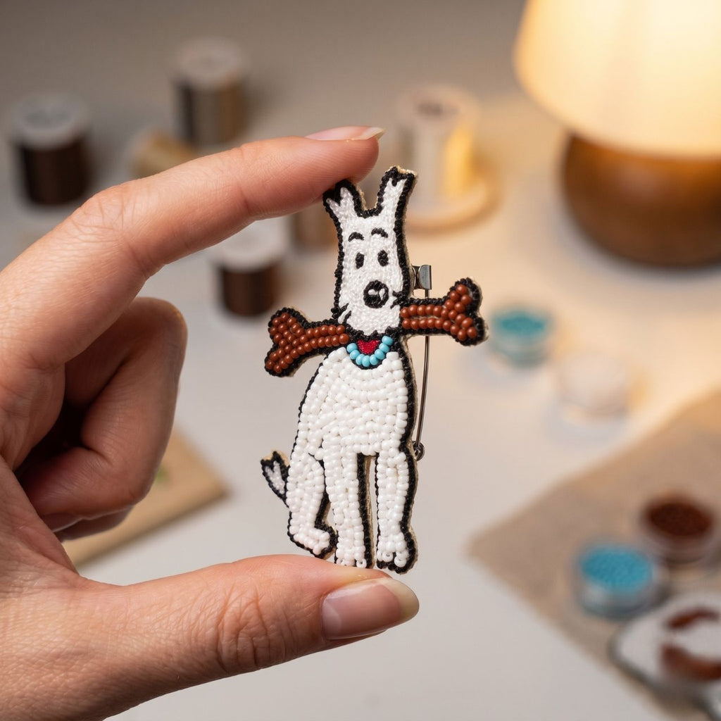 Snowy Dog Brooch Pin