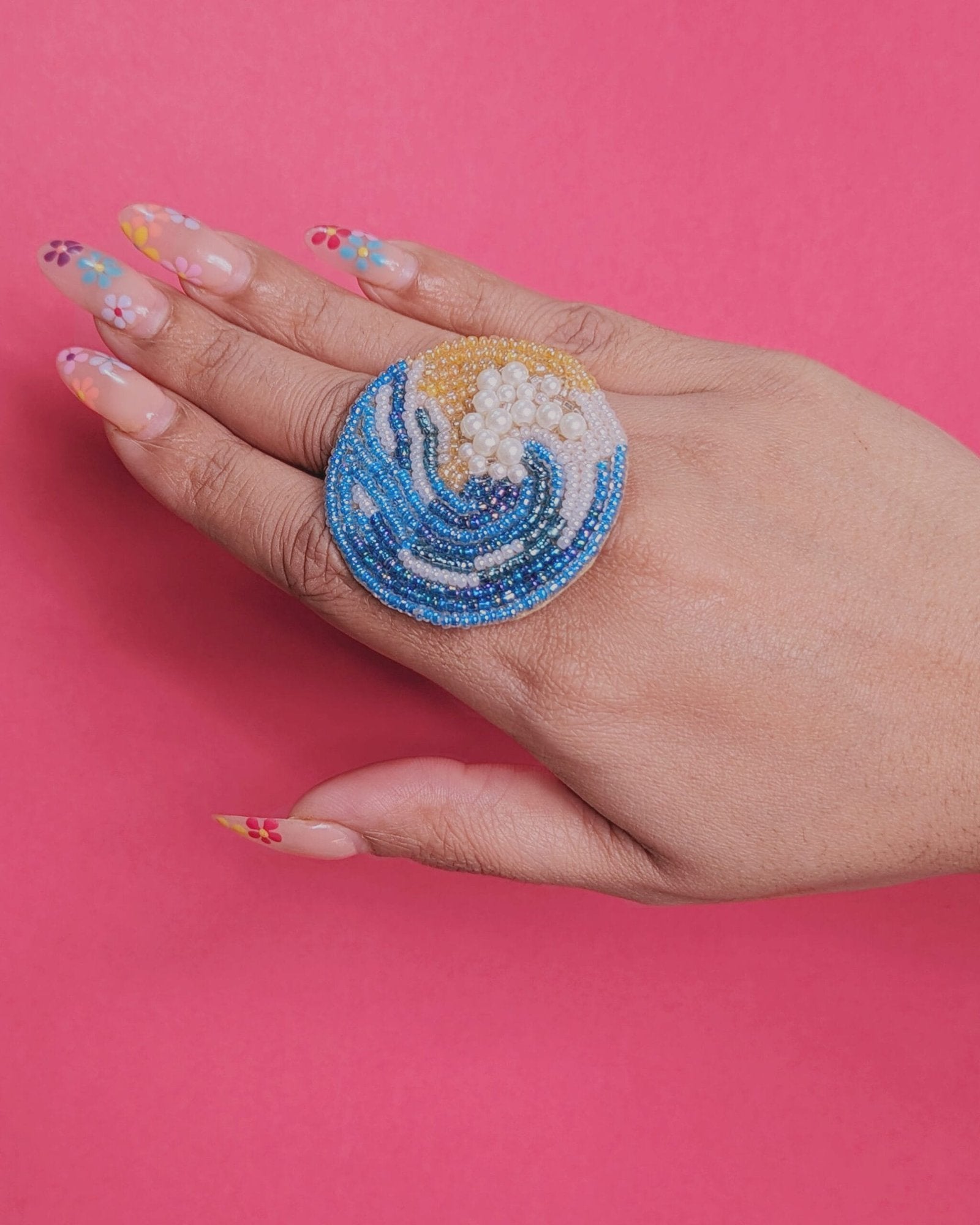 Starry nights beaded ring