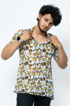 Wanderlust Block Print Mens  Half Shirt