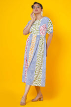 Waves And Fish Block Print Cotton Dress