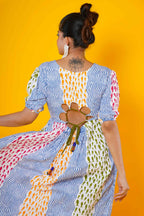 Waves And Fish Block Print Cotton Dress