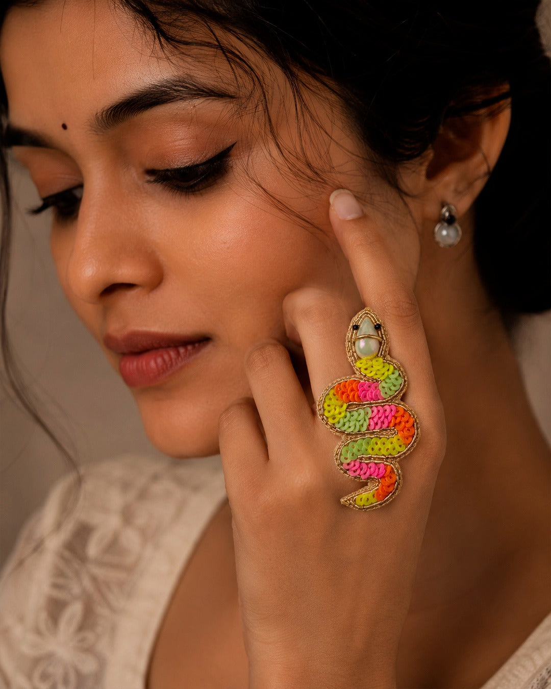 Venom Beaded Adjustable Finger Ring