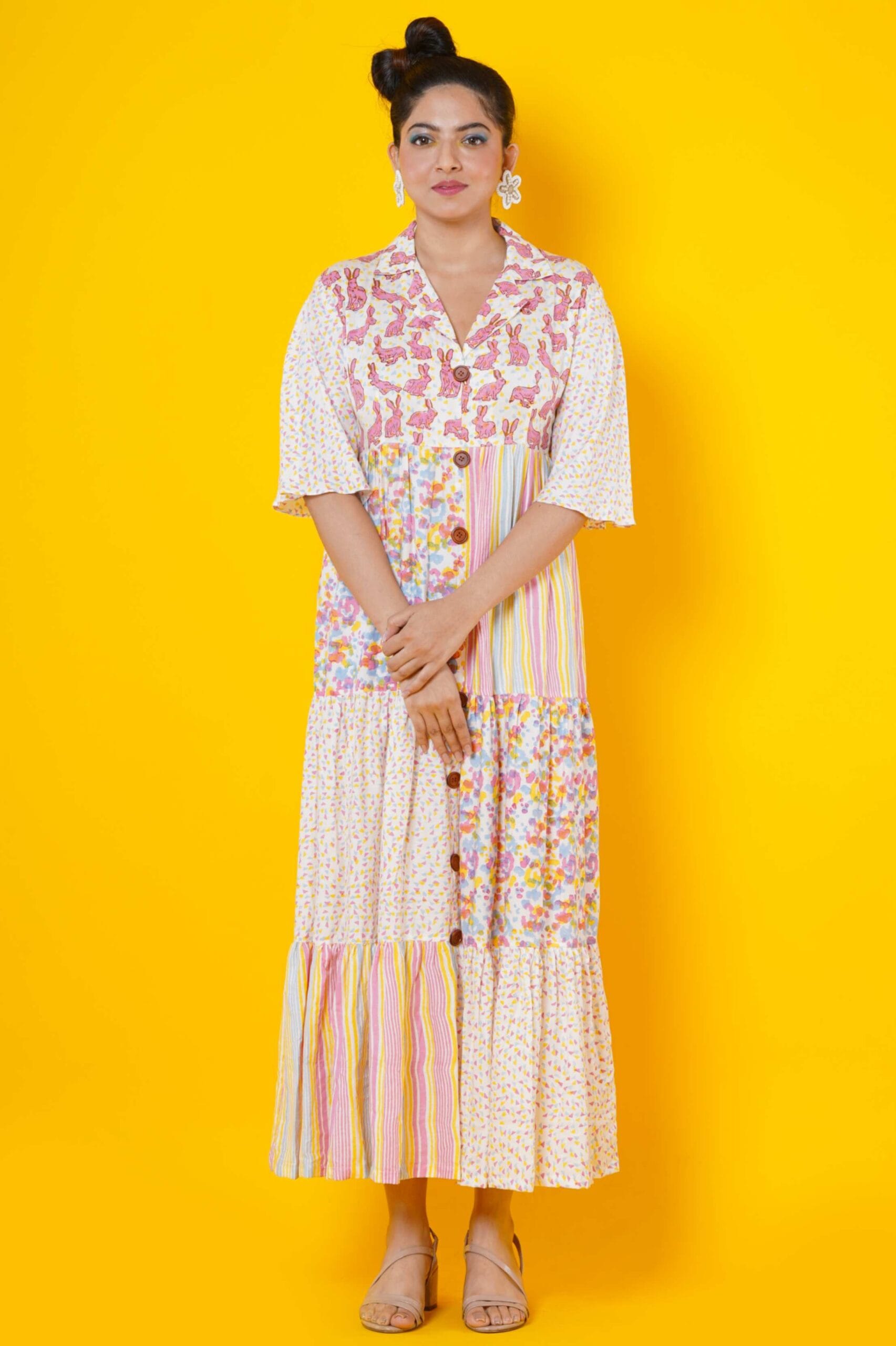 Women Block Printed Cotton Maxi Dress