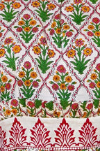 Women Block Print Kalamkari Dress In Red And Green