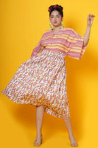 Women Block Printed Midi Dress With Cactus Motifs