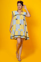 Women Block Printed Muslin Midi Dress