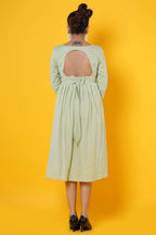 Women Hand Embroidered Cotton Midi Dress With Pintucks Detailing